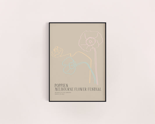 Poppies Typographic 01 Fine Art Print